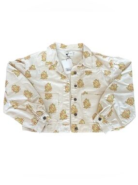 The New Society Loretta Denim Jacket Ecru Bucket (floral) Print Women’s S NWT